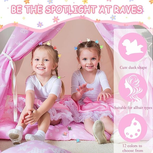 Mini Resin Duck Hair Clips 100 Pack Cute Luminous Wearable for Women and Kids main image 5